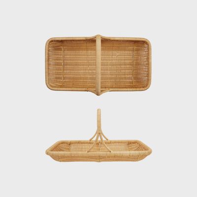Hand-Woven Rattan Basket with Handle