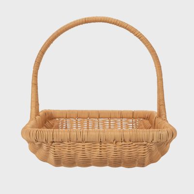 Hand-Woven Rattan Basket with Handle