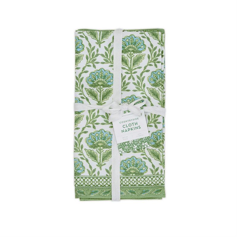 Countryside Set of 4 Floral Pattern Napkins - Cotton