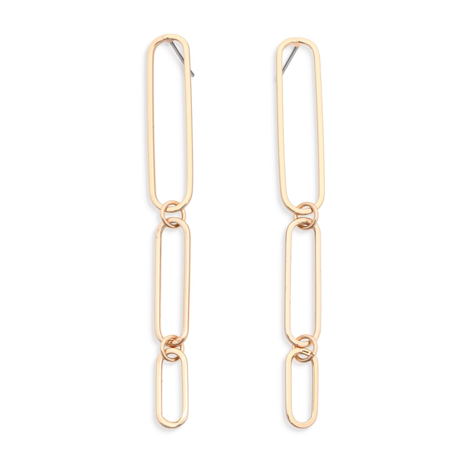 Scottie- Paperclip chain on stud post, 3", Colour: Gold