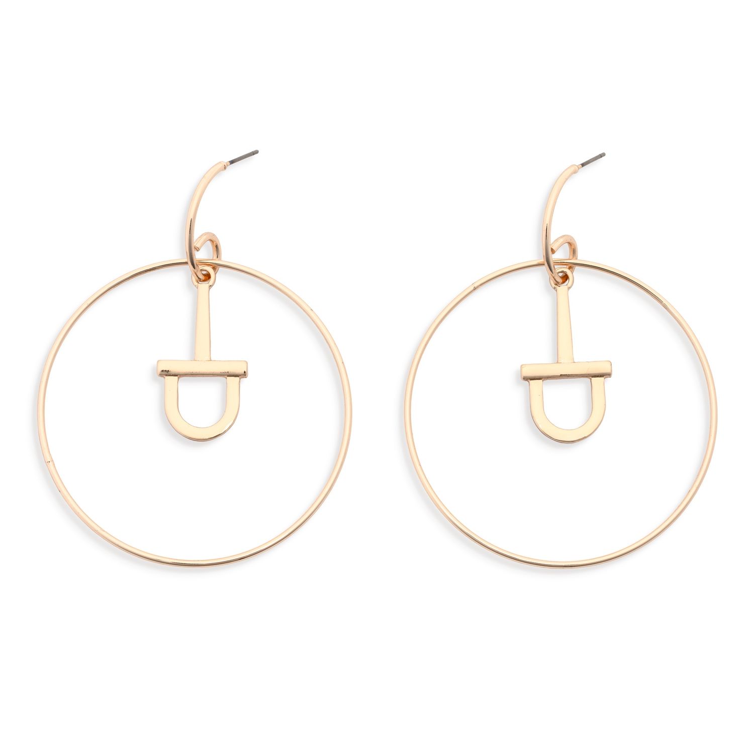 Round Top- Gold hoop with stirrup detail, 2"