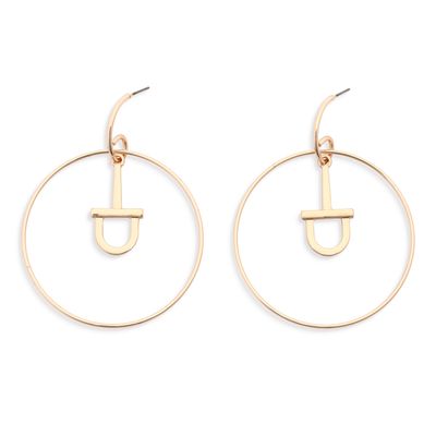 Round Top- Gold hoop with stirrup detail, 2"