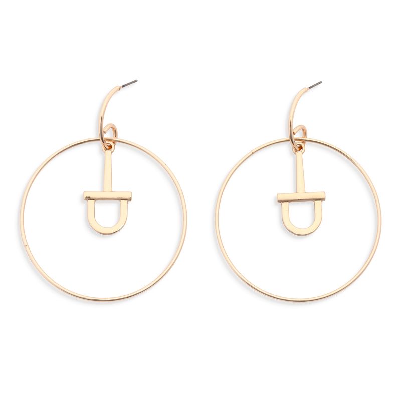 Round Top- Gold hoop with stirrup detail, 2"