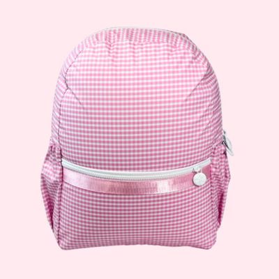 Wipeable Pink Gingham Medium Backpack w/ Pockets