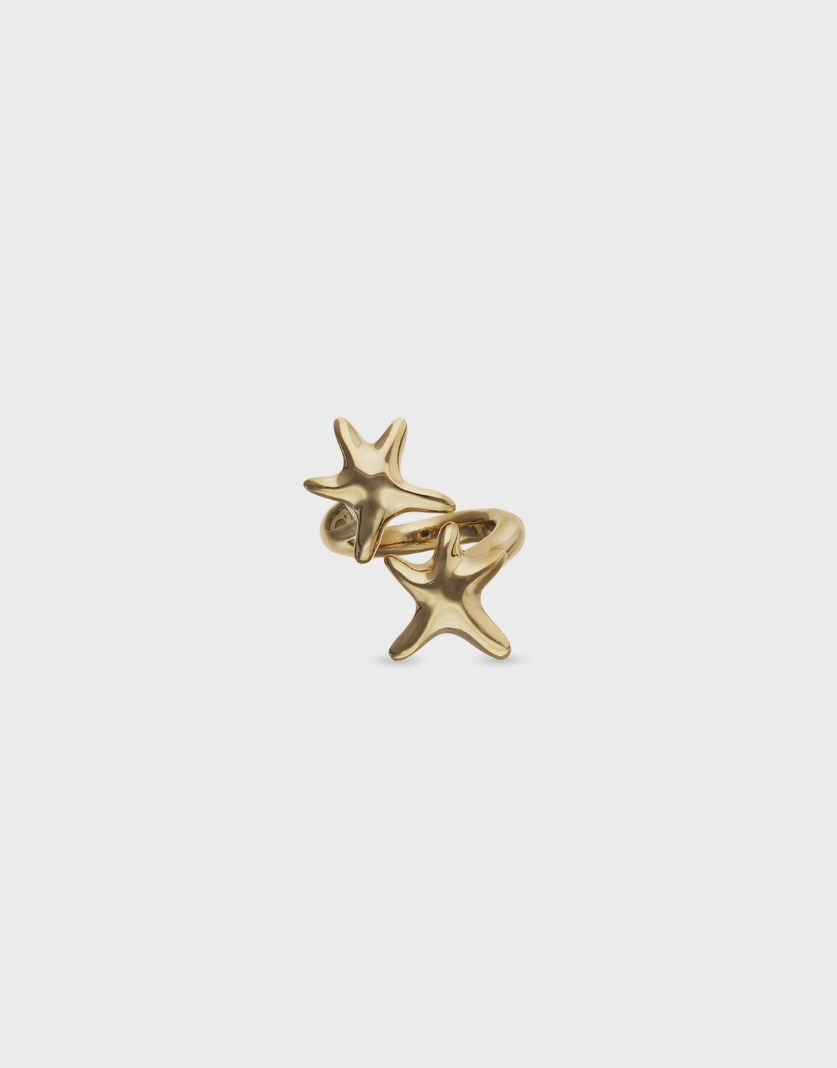 Uno De Fifty Starborn Double Starfish Ring, Colour: Gold, Size: 15