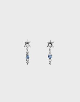 Uno De Fifty Starblue Starfish and Crystal Long Earrings