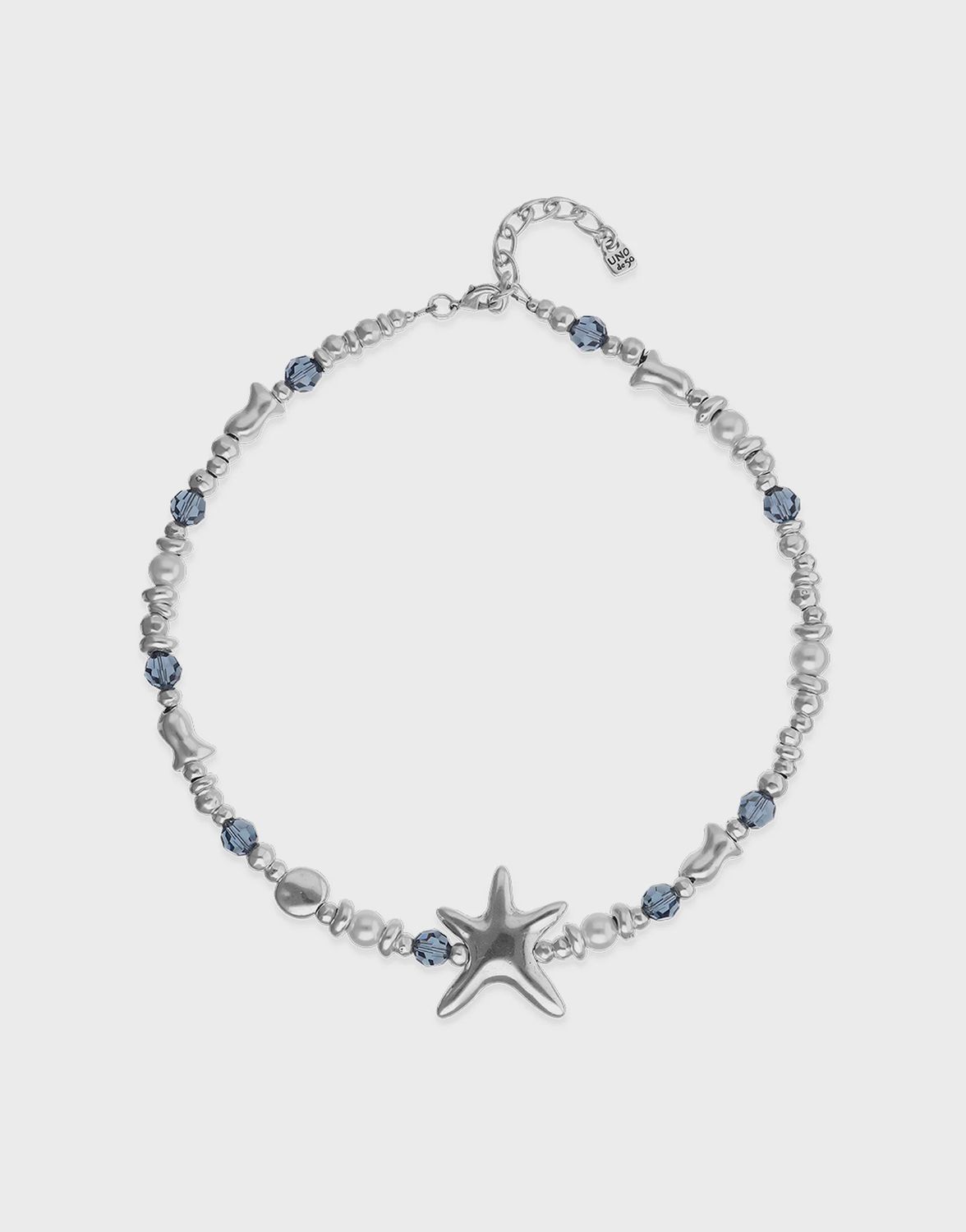Uno de 50 Arcadia Starfish Necklace Silver-Tone Faceted Crystal Beads