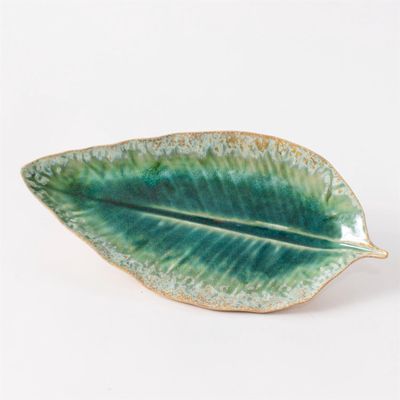 Tray - Green Banana Leaf Reactive Glaze