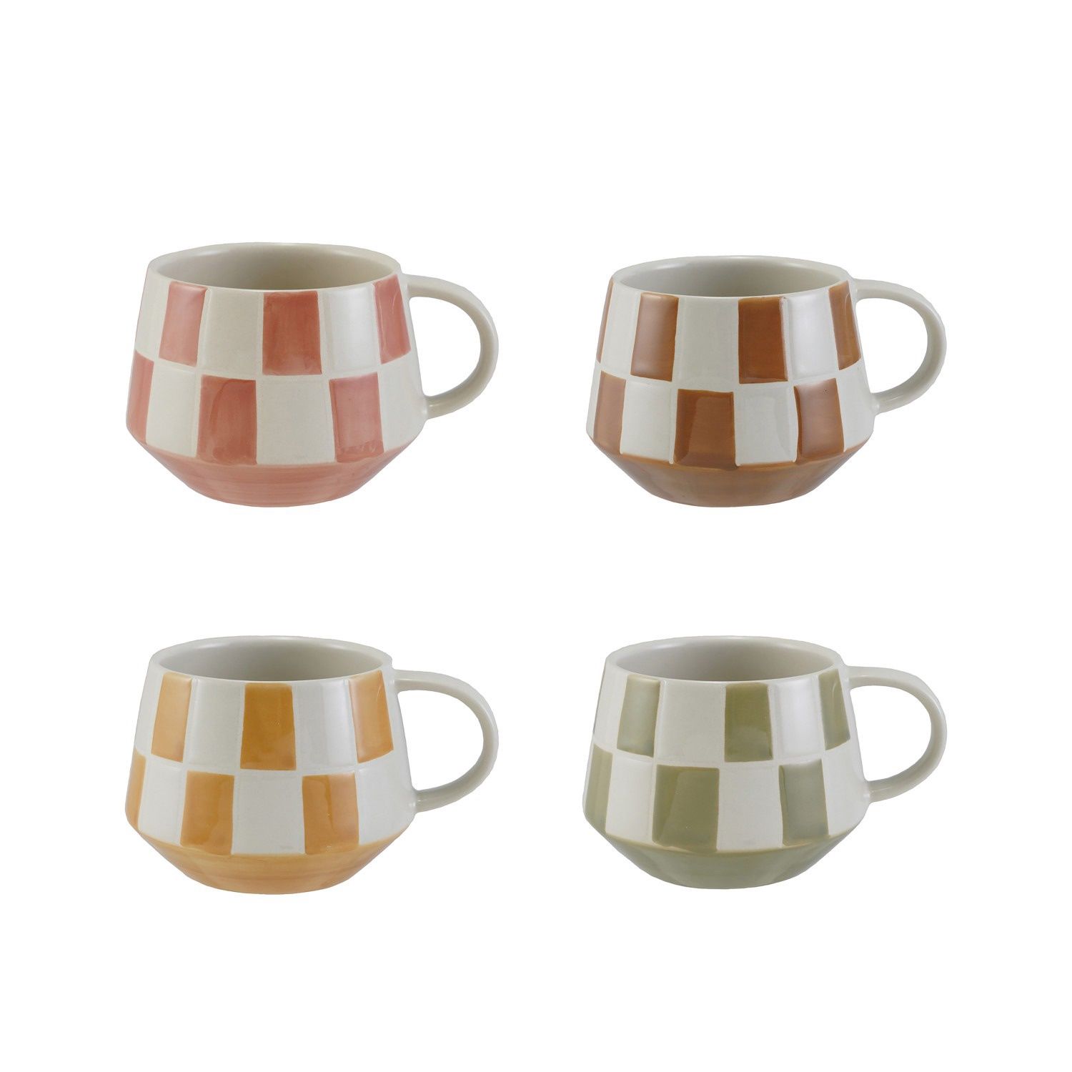 Checkered Stoneware Mugs