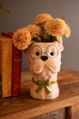 Ceramic Dog with Bows Vases