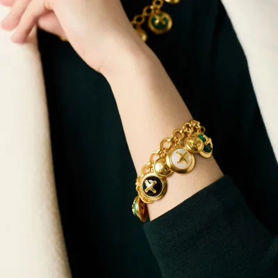 Julie Vos Essex Charm Bracelet 24K Gold with Mother of Pearl