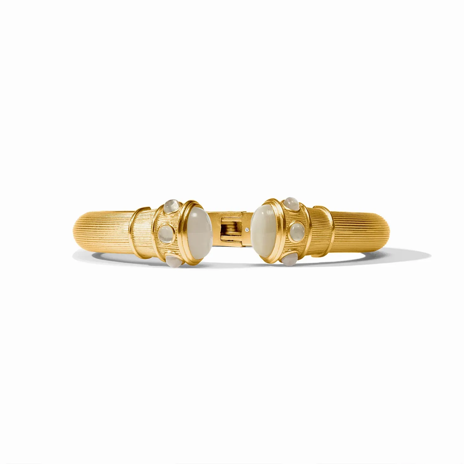 Julie Vos Cobblestone Demi Cuff Bracelet 24K Gold Plate with Imported Glass, Colour: Ivory Cat's Eye