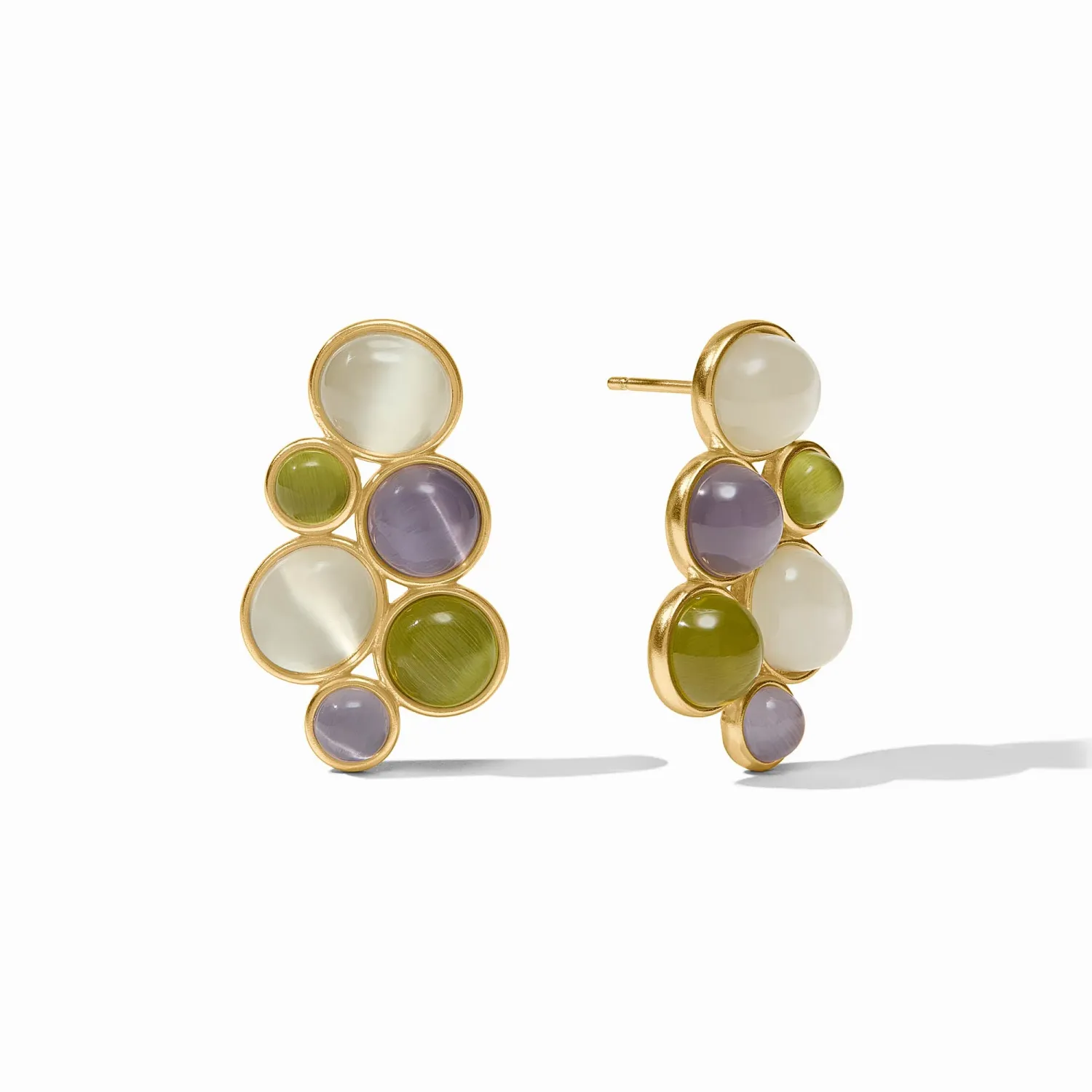 Julie Vos Cobblestone Statement Earring, Colour: Multi-Stone Cat's Eye