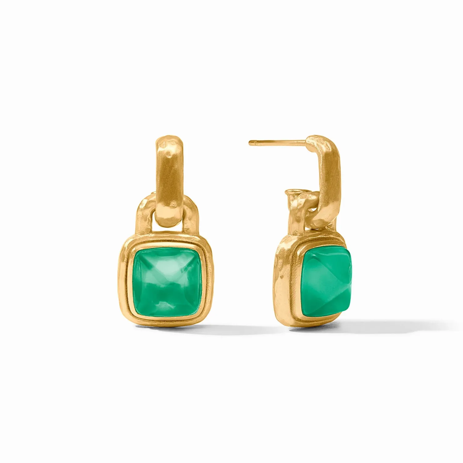 Julie Vos Sahara Hoop &amp; Charm Earring, Colour: Iridescent Emerald Green