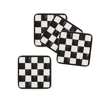 Courtly Checked Cork Back Coasters, Set of 4