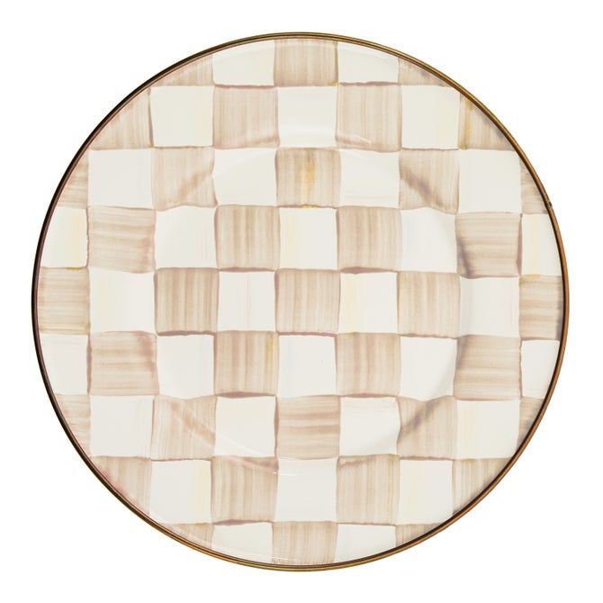 Mocha Check Salad Plate