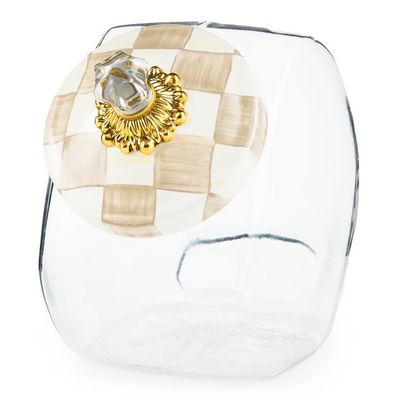Cookie Jar with Mocha Check Lid