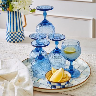 Sterling Check Round Tray