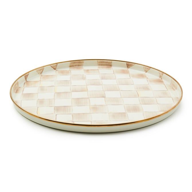 Mocha Check Round Tray