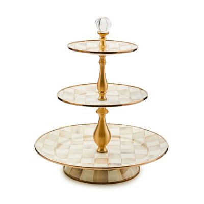 Mocha Check Three Tier Sweet Stand