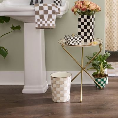 Mocha Check Waste Bin