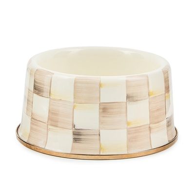 Mocha Check Medium Pet Dish