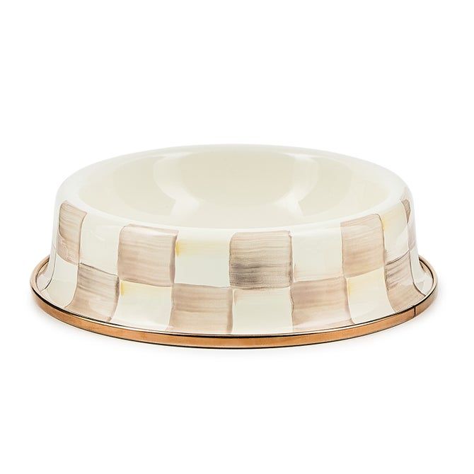 Mocha Check Small Pet Dish