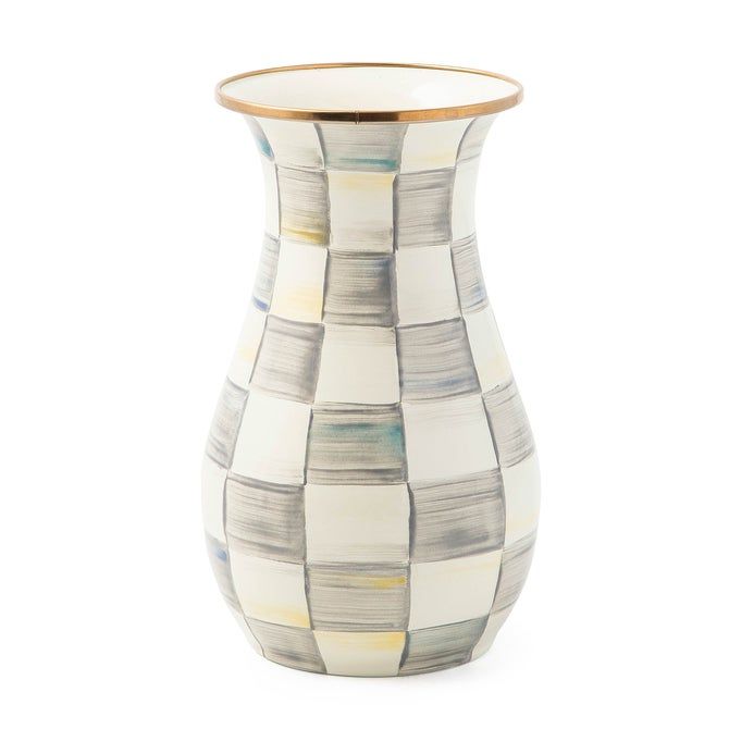Sterling Check Tall Vase
