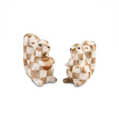 Mocha Check Squirrel Salt &amp; Pepper Set