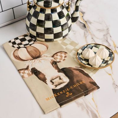 Mocha Cow Printed Dish Towel