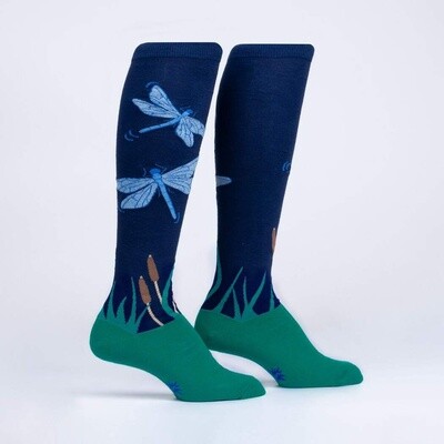 Dragonfly By Night Knee High Shimmer Socks Womens