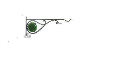 Bracket for Hanging Plants 15&quot; w Green Glass