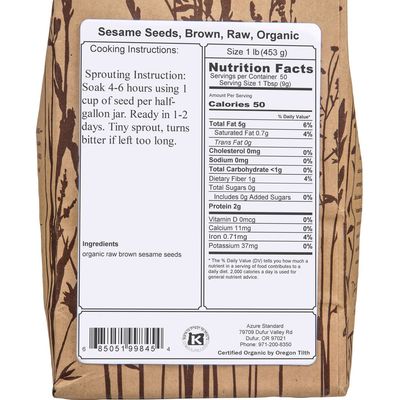 Sesame Seeds, Brown, Raw - Organic