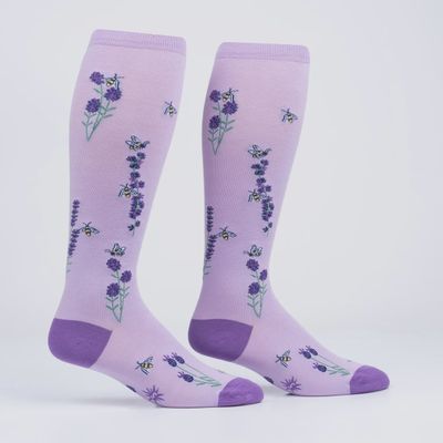 Bees &amp; Lavender Knee High STRETCH Socks