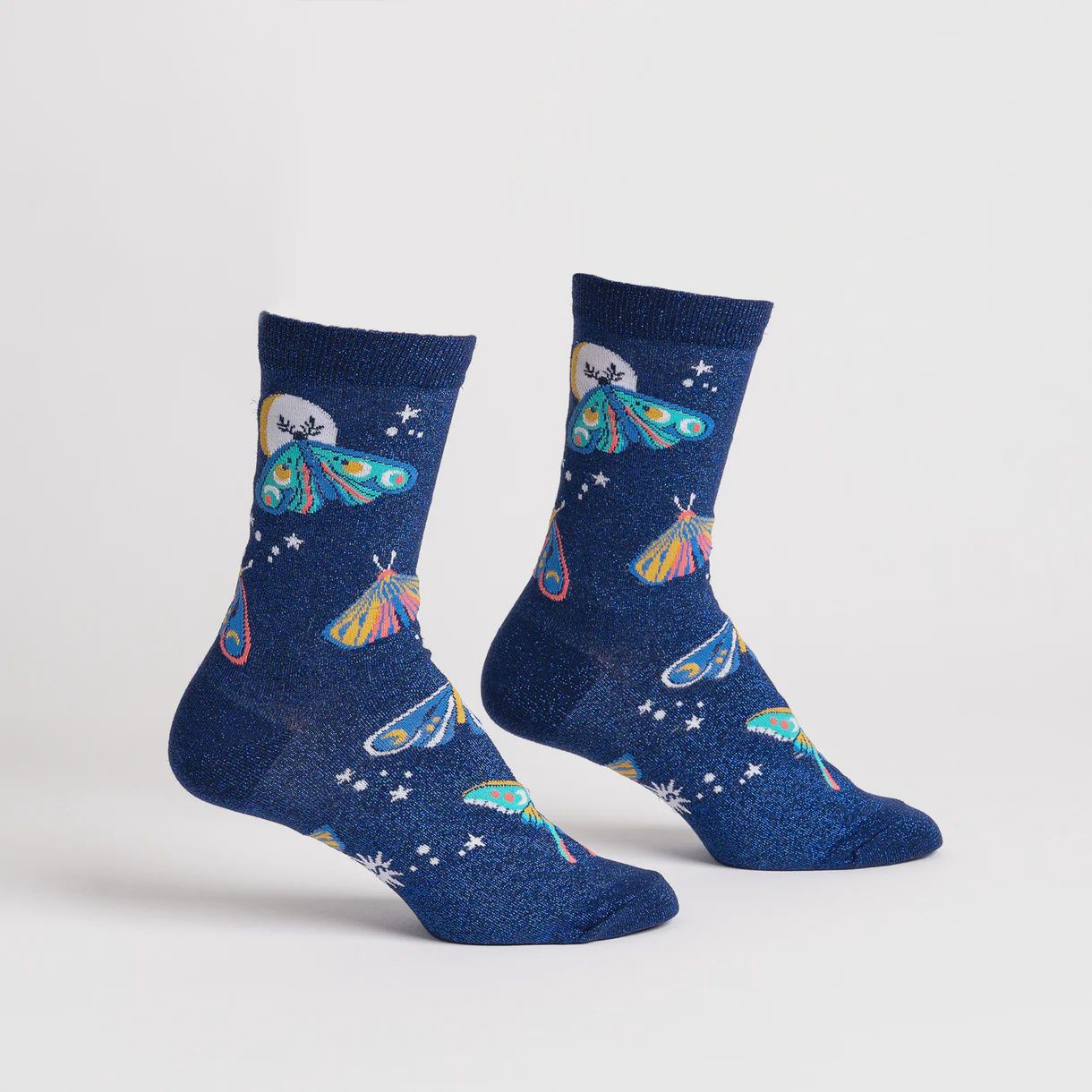 Moonlit Moth Shimmer Crew Socks