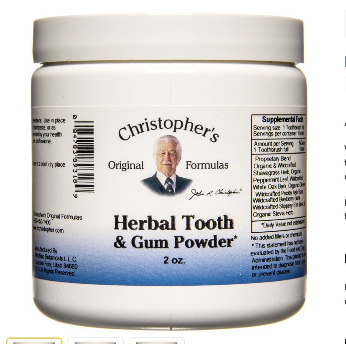 Dr Christopher’s Herbal Tooth and Gum Powder