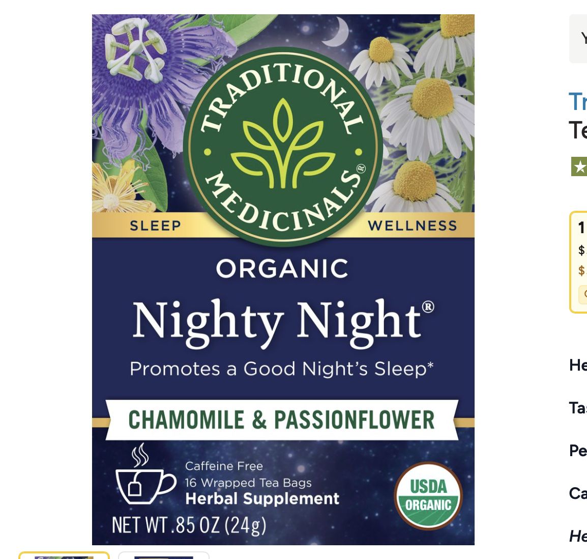 Nighty Night Teabags, Flavor: Chamomile