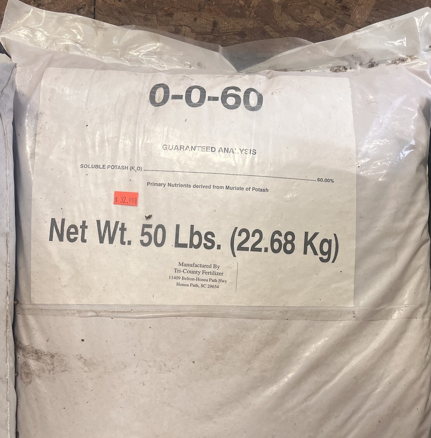 Fertilizer 0-0-60 Potash