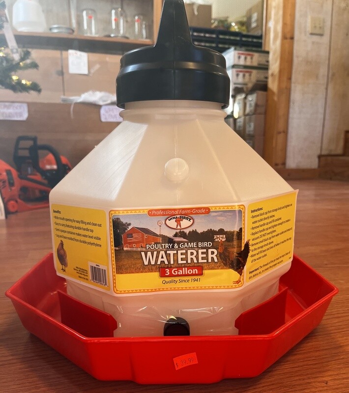 Poultry 3 Gal Plastic Waterer