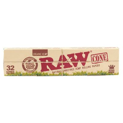 Raw Organic Natural Unrefined Hemp Pre-Rolled Cones Kingsize 32 Pack