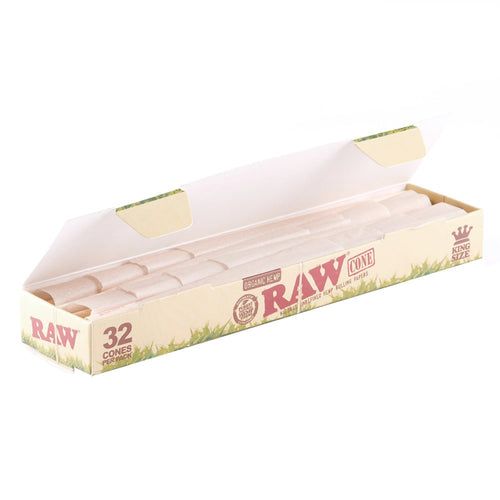 Raw Organic Natural Unrefined Hemp Pre-Rolled Cones Kingsize 32 Pack