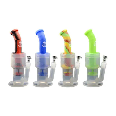 LIT 12” Dual Perc Clear Base Silicone Water Pipe