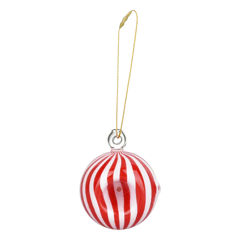 Santa’s Secret Hand Pipe Ornament 2.25” - Peppermint