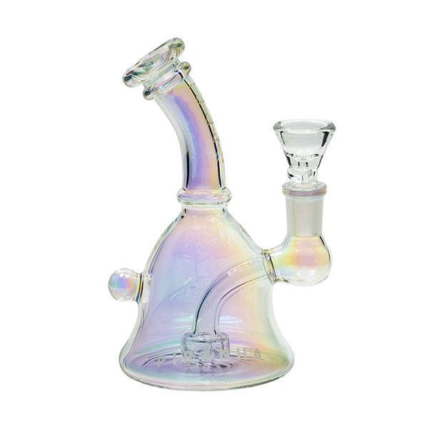 Piranha Glass 6” Bell Rig w/ Bowl Electroplated Series - Rainbow