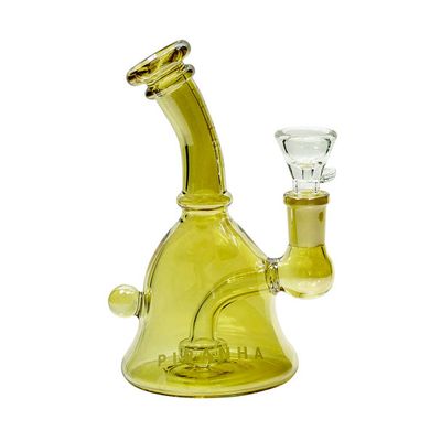 Piranha Bell Electroplated Glass Rig Style Water Pipe 5.5” - Gold