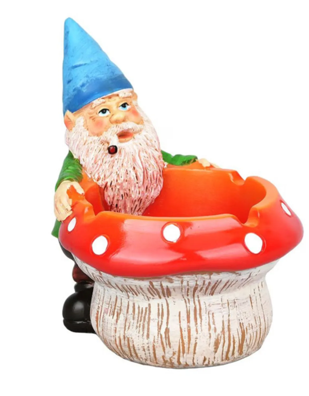 Smoking Gnome Ceramic Ashtray 3.5”