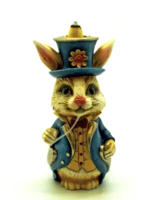 Alice In Wonderland Rabbit Backflow Cone Incense Burner 6.25”