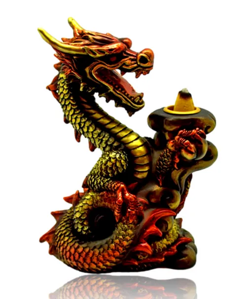 Copper Dragon Backflow Cone Incense Burner 6”
