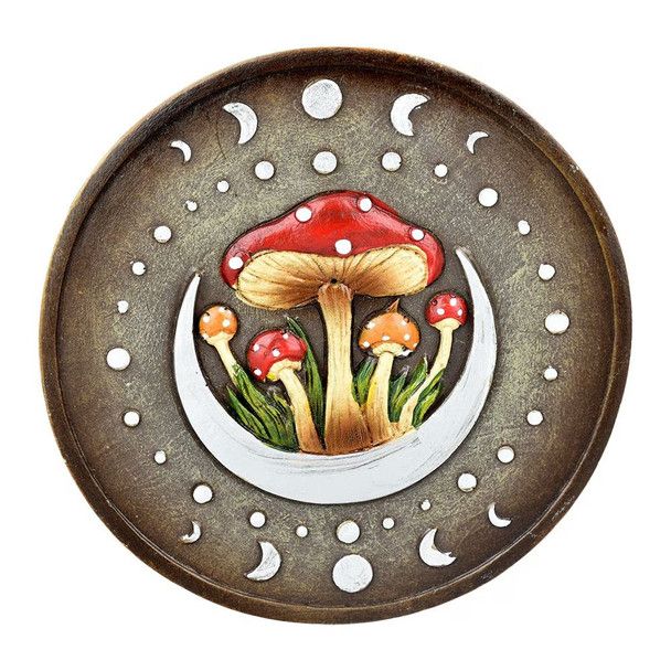 Moon Mushrooms Incense Burner 10”