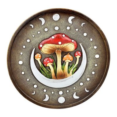Moon Mushrooms Incense Burner 10”